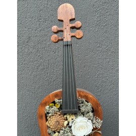 DEKORATİF AHŞAP KEMAN BEYAZ SOLMAYAN GÜL